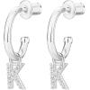 imagePAVOI 14K Gold Plated 925 Sterling Silver Post Huggie Earring with Initial Dangle  CZ Huggie Hoop Earrings  Womens Cubic Zirconia Initial HuggiesWhite Gold