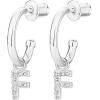 imagePAVOI 14K Gold Plated 925 Sterling Silver Post Huggie Earring with Initial Dangle  CZ Huggie Hoop Earrings  Womens Cubic Zirconia Initial HuggiesWhite Gold