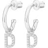 imagePAVOI 14K Gold Plated 925 Sterling Silver Post Huggie Earring with Initial Dangle  CZ Huggie Hoop Earrings  Womens Cubic Zirconia Initial HuggiesWhite Gold