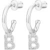 imagePAVOI 14K Gold Plated 925 Sterling Silver Post Huggie Earring with Initial Dangle  CZ Huggie Hoop Earrings  Womens Cubic Zirconia Initial HuggiesWhite Gold