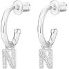 imagePAVOI 14K Gold Plated 925 Sterling Silver Post Huggie Earring with Initial Dangle  CZ Huggie Hoop Earrings  Womens Cubic Zirconia Initial HuggiesWhite Gold