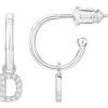 imagePAVOI 14K Gold Plated 925 Sterling Silver Post Huggie Earring with Initial Dangle  CZ Huggie Hoop Earrings  Womens Cubic Zirconia Initial HuggiesWhite Gold