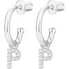 imagePAVOI 14K Gold Plated 925 Sterling Silver Post Huggie Earring with Initial Dangle  CZ Huggie Hoop Earrings  Womens Cubic Zirconia Initial HuggiesWhite Gold