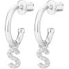 imagePAVOI 14K Gold Plated 925 Sterling Silver Post Huggie Earring with Initial Dangle  CZ Huggie Hoop Earrings  Womens Cubic Zirconia Initial HuggiesWhite Gold