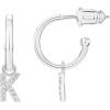 imagePAVOI 14K Gold Plated 925 Sterling Silver Post Huggie Earring with Initial Dangle  CZ Huggie Hoop Earrings  Womens Cubic Zirconia Initial HuggiesWhite Gold