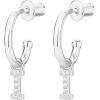 imagePAVOI 14K Gold Plated 925 Sterling Silver Post Huggie Earring with Initial Dangle  CZ Huggie Hoop Earrings  Womens Cubic Zirconia Initial HuggiesWhite Gold