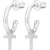 imagePAVOI 14K Gold Plated 925 Sterling Silver Post Huggie Earring with Initial Dangle  CZ Huggie Hoop Earrings  Womens Cubic Zirconia Initial HuggiesWhite Gold