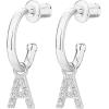 imagePAVOI 14K Gold Plated 925 Sterling Silver Post Huggie Earring with Initial Dangle  CZ Huggie Hoop Earrings  Womens Cubic Zirconia Initial HuggiesWhite Gold