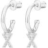 imagePAVOI 14K Gold Plated 925 Sterling Silver Post Huggie Earring with Initial Dangle  CZ Huggie Hoop Earrings  Womens Cubic Zirconia Initial HuggiesWhite Gold