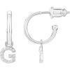 imagePAVOI 14K Gold Plated 925 Sterling Silver Post Huggie Earring with Initial Dangle  CZ Huggie Hoop Earrings  Womens Cubic Zirconia Initial HuggiesWhite Gold