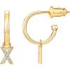imagePAVOI 14K Gold Plated 925 Sterling Silver Post Huggie Earring with Initial Dangle  CZ Huggie Hoop Earrings  Womens Cubic Zirconia Initial HuggiesYellow Gold