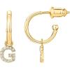 imagePAVOI 14K Gold Plated 925 Sterling Silver Post Huggie Earring with Initial Dangle  CZ Huggie Hoop Earrings  Womens Cubic Zirconia Initial HuggiesYellow Gold