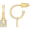 imagePAVOI 14K Gold Plated 925 Sterling Silver Post Huggie Earring with Initial Dangle  CZ Huggie Hoop Earrings  Womens Cubic Zirconia Initial HuggiesYellow Gold