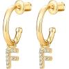 imagePAVOI 14K Gold Plated 925 Sterling Silver Post Huggie Earring with Initial Dangle  CZ Huggie Hoop Earrings  Womens Cubic Zirconia Initial HuggiesYellow Gold
