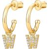 imagePAVOI 14K Gold Plated 925 Sterling Silver Post Huggie Earring with Initial Dangle  CZ Huggie Hoop Earrings  Womens Cubic Zirconia Initial HuggiesYellow Gold