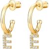 imagePAVOI 14K Gold Plated 925 Sterling Silver Post Huggie Earring with Initial Dangle  CZ Huggie Hoop Earrings  Womens Cubic Zirconia Initial HuggiesYellow Gold