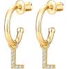 imagePAVOI 14K Gold Plated 925 Sterling Silver Post Huggie Earring with Initial Dangle  CZ Huggie Hoop Earrings  Womens Cubic Zirconia Initial HuggiesYellow Gold