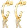 imagePAVOI 14K Gold Plated 925 Sterling Silver Post Huggie Earring with Initial Dangle  CZ Huggie Hoop Earrings  Womens Cubic Zirconia Initial HuggiesYellow Gold