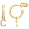 imagePAVOI 14K Gold Plated 925 Sterling Silver Post Huggie Earring with Initial Dangle  CZ Huggie Hoop Earrings  Womens Cubic Zirconia Initial HuggiesYellow Gold