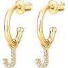 imagePAVOI 14K Gold Plated 925 Sterling Silver Post Huggie Earring with Initial Dangle  CZ Huggie Hoop Earrings  Womens Cubic Zirconia Initial HuggiesYellow Gold