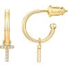 imagePAVOI 14K Gold Plated 925 Sterling Silver Post Huggie Earring with Initial Dangle  CZ Huggie Hoop Earrings  Womens Cubic Zirconia Initial HuggiesYellow Gold