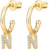 imagePAVOI 14K Gold Plated 925 Sterling Silver Post Huggie Earring with Initial Dangle  CZ Huggie Hoop Earrings  Womens Cubic Zirconia Initial HuggiesYellow Gold