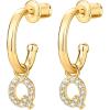 imagePAVOI 14K Gold Plated 925 Sterling Silver Post Huggie Earring with Initial Dangle  CZ Huggie Hoop Earrings  Womens Cubic Zirconia Initial HuggiesYellow Gold