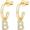 imagePAVOI 14K Gold Plated 925 Sterling Silver Post Huggie Earring with Initial Dangle  CZ Huggie Hoop Earrings  Womens Cubic Zirconia Initial HuggiesYellow Gold