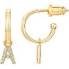 imagePAVOI 14K Gold Plated 925 Sterling Silver Post Huggie Earring with Initial Dangle  CZ Huggie Hoop Earrings  Womens Cubic Zirconia Initial HuggiesYellow Gold