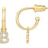 imagePAVOI 14K Gold Plated 925 Sterling Silver Post Huggie Earring with Initial Dangle  CZ Huggie Hoop Earrings  Womens Cubic Zirconia Initial HuggiesYellow Gold