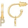 imagePAVOI 14K Gold Plated 925 Sterling Silver Post Huggie Earring with Initial Dangle  CZ Huggie Hoop Earrings  Womens Cubic Zirconia Initial HuggiesYellow Gold