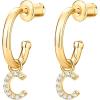 imagePAVOI 14K Gold Plated 925 Sterling Silver Post Huggie Earring with Initial Dangle  CZ Huggie Hoop Earrings  Womens Cubic Zirconia Initial HuggiesYellow Gold