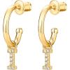 imagePAVOI 14K Gold Plated 925 Sterling Silver Post Huggie Earring with Initial Dangle  CZ Huggie Hoop Earrings  Womens Cubic Zirconia Initial HuggiesYellow Gold