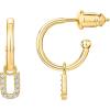 imagePAVOI 14K Gold Plated 925 Sterling Silver Post Huggie Earring with Initial Dangle  CZ Huggie Hoop Earrings  Womens Cubic Zirconia Initial HuggiesYellow Gold