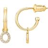 imagePAVOI 14K Gold Plated 925 Sterling Silver Post Huggie Earring with Initial Dangle  CZ Huggie Hoop Earrings  Womens Cubic Zirconia Initial HuggiesYellow Gold