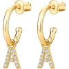 imagePAVOI 14K Gold Plated 925 Sterling Silver Post Huggie Earring with Initial Dangle  CZ Huggie Hoop Earrings  Womens Cubic Zirconia Initial HuggiesYellow Gold