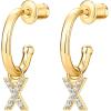 imagePAVOI 14K Gold Plated 925 Sterling Silver Post Huggie Earring with Initial Dangle  CZ Huggie Hoop Earrings  Womens Cubic Zirconia Initial HuggiesYellow Gold