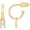 imagePAVOI 14K Gold Plated 925 Sterling Silver Post Huggie Earring with Initial Dangle  CZ Huggie Hoop Earrings  Womens Cubic Zirconia Initial HuggiesYellow Gold
