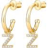 imagePAVOI 14K Gold Plated 925 Sterling Silver Post Huggie Earring with Initial Dangle  CZ Huggie Hoop Earrings  Womens Cubic Zirconia Initial HuggiesYellow Gold