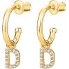 imagePAVOI 14K Gold Plated 925 Sterling Silver Post Huggie Earring with Initial Dangle  CZ Huggie Hoop Earrings  Womens Cubic Zirconia Initial HuggiesYellow Gold