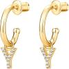 imagePAVOI 14K Gold Plated 925 Sterling Silver Post Huggie Earring with Initial Dangle  CZ Huggie Hoop Earrings  Womens Cubic Zirconia Initial HuggiesYellow Gold