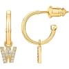 imagePAVOI 14K Gold Plated 925 Sterling Silver Post Huggie Earring with Initial Dangle  CZ Huggie Hoop Earrings  Womens Cubic Zirconia Initial HuggiesYellow Gold