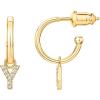 imagePAVOI 14K Gold Plated 925 Sterling Silver Post Huggie Earring with Initial Dangle  CZ Huggie Hoop Earrings  Womens Cubic Zirconia Initial HuggiesYellow Gold