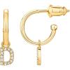 imagePAVOI 14K Gold Plated 925 Sterling Silver Post Huggie Earring with Initial Dangle  CZ Huggie Hoop Earrings  Womens Cubic Zirconia Initial HuggiesYellow Gold