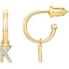 imagePAVOI 14K Gold Plated 925 Sterling Silver Post Huggie Earring with Initial Dangle  CZ Huggie Hoop Earrings  Womens Cubic Zirconia Initial HuggiesYellow Gold