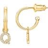 imagePAVOI 14K Gold Plated 925 Sterling Silver Post Huggie Earring with Initial Dangle  CZ Huggie Hoop Earrings  Womens Cubic Zirconia Initial HuggiesYellow Gold
