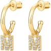 imagePAVOI 14K Gold Plated 925 Sterling Silver Post Huggie Earring with Initial Dangle  CZ Huggie Hoop Earrings  Womens Cubic Zirconia Initial HuggiesYellow Gold