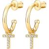 imagePAVOI 14K Gold Plated 925 Sterling Silver Post Huggie Earring with Initial Dangle  CZ Huggie Hoop Earrings  Womens Cubic Zirconia Initial HuggiesYellow Gold
