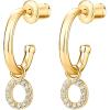 imagePAVOI 14K Gold Plated 925 Sterling Silver Post Huggie Earring with Initial Dangle  CZ Huggie Hoop Earrings  Womens Cubic Zirconia Initial HuggiesYellow Gold