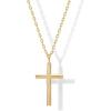 imagePAVOI 14K Gold Plated Cubic Zirconia Cross Pendant Necklaces for Women  Linear Bezel CZ Religious Cross Faith Pendant NecklaceYellow Gold